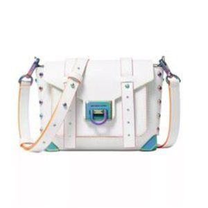 MANHATTAN SMALL CONTRAST-TRIM LEATHER CROSSBODY BAG